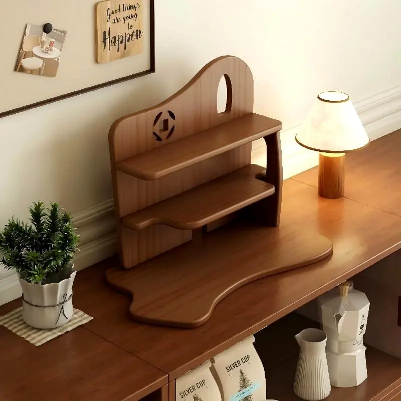 Desktop Solid Wood Coffee Station Organizer with 3 Shelves for Tea & Coffee Supplies, Compact Design for Home Kitchen Decor Racks