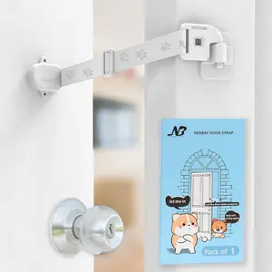 Adjustable Door Strap and Latch, -Free  Door Latch to Keep Large  Out of Litter Box, Economical Alternative of Pet Gates, Basic 1 Pack
