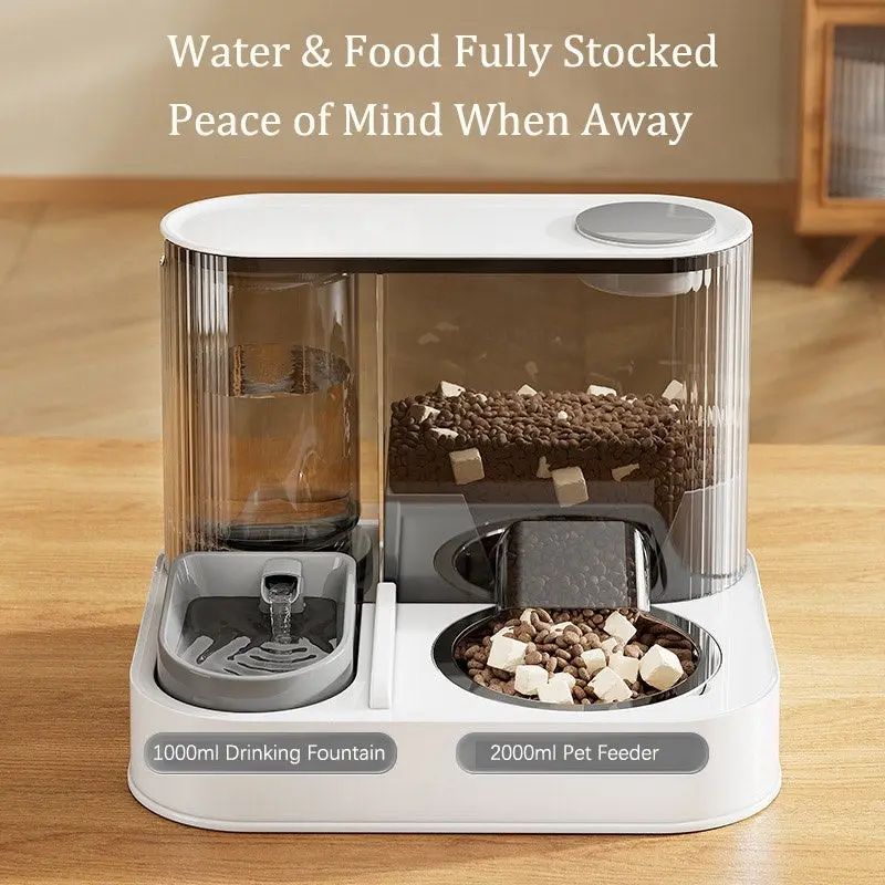 Compact 2-in-1 Auto Feeding Water + Food Dispenser, Automatic Dry & Wet Pet Feeder for Cats, Dogs & Puppies