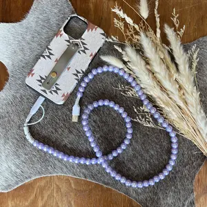 Purple Lavender Pearl Beaded Chargning Cord