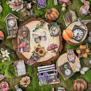 Forest Themed Sticker, 25 Sheets/bag Scrapbooking & Journal Making Material Paper, DIY Decorative Sticker for Stationery & Water Bottle & Computer, Art Stickers