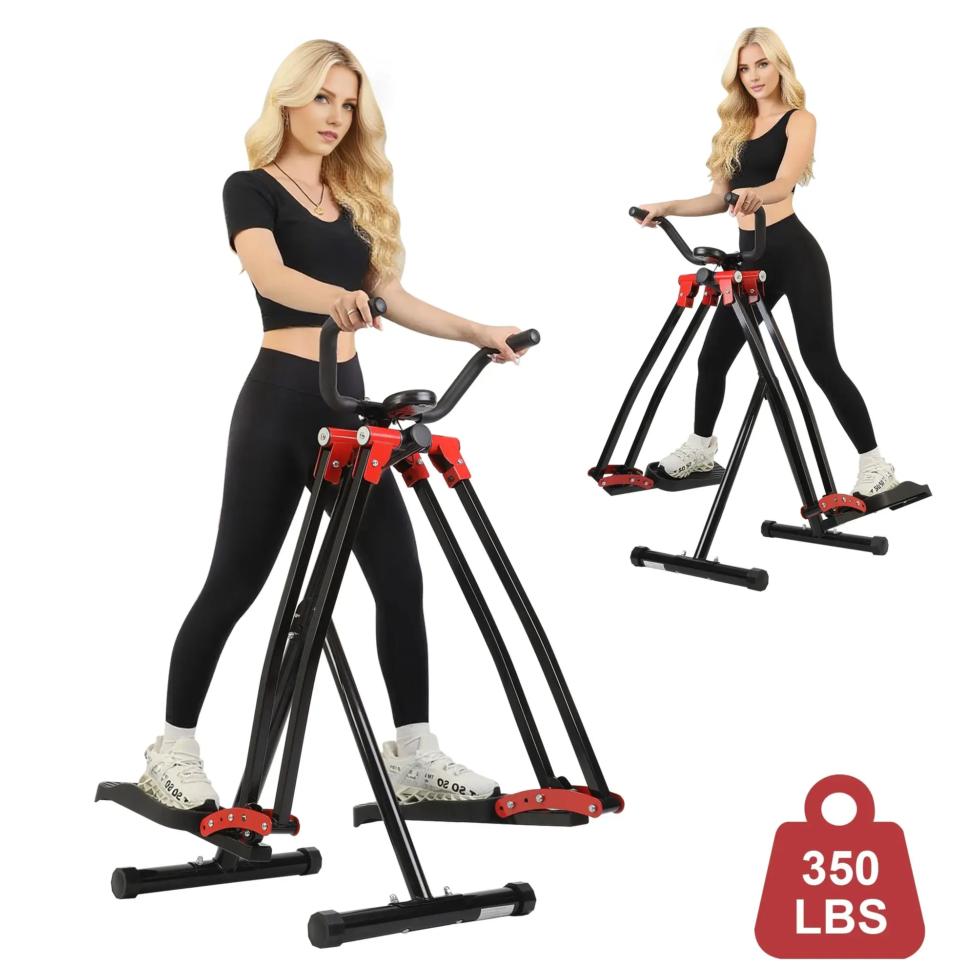 Home Gym Walk Elliptical Glider Machine - Walking Jogging Machine, Home Exercise Equipment, 350 lbs Capacity, Side Sway Action, 360-Degree Motion Full Body Exerciser for Seniors & Adults
