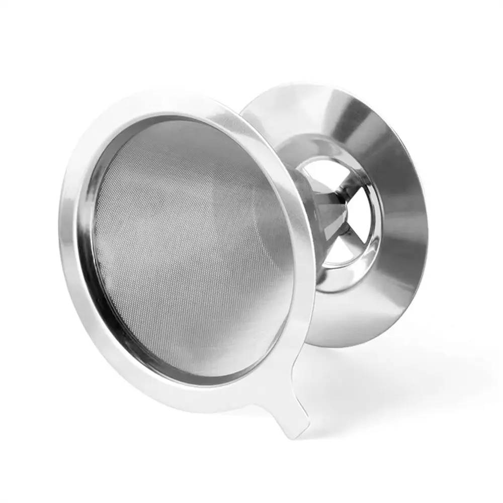 1pc 304 Stainless Steel Coffee Filter, Lightweight Reusable Filter, Ultra-Fine 600 Mesh Pour over Funnel, Easy to Clean Base, Perfect for Home Brewing, Washable Filter, Kitchenware