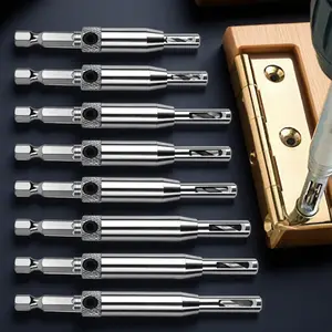 Heavy Duty Self Centering Door Hinge Core Drill Bits Set Industrial Carbide Woodworking Tools, Carpentry Precision Locking Sliding Drill Kit Non Slip Handle DIY Home Improvement Cabinet Installation Furniture Making Electric Tool Accessories