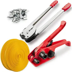 Heavy Duty Packaging Banding Strapping Kit, 4 in 1 Pallet Strapping Kit with Poly Strapping Tensioner, Banding Sealer Tool, 4000" Length Strapping Roll & 100 Metal Seals for Packing