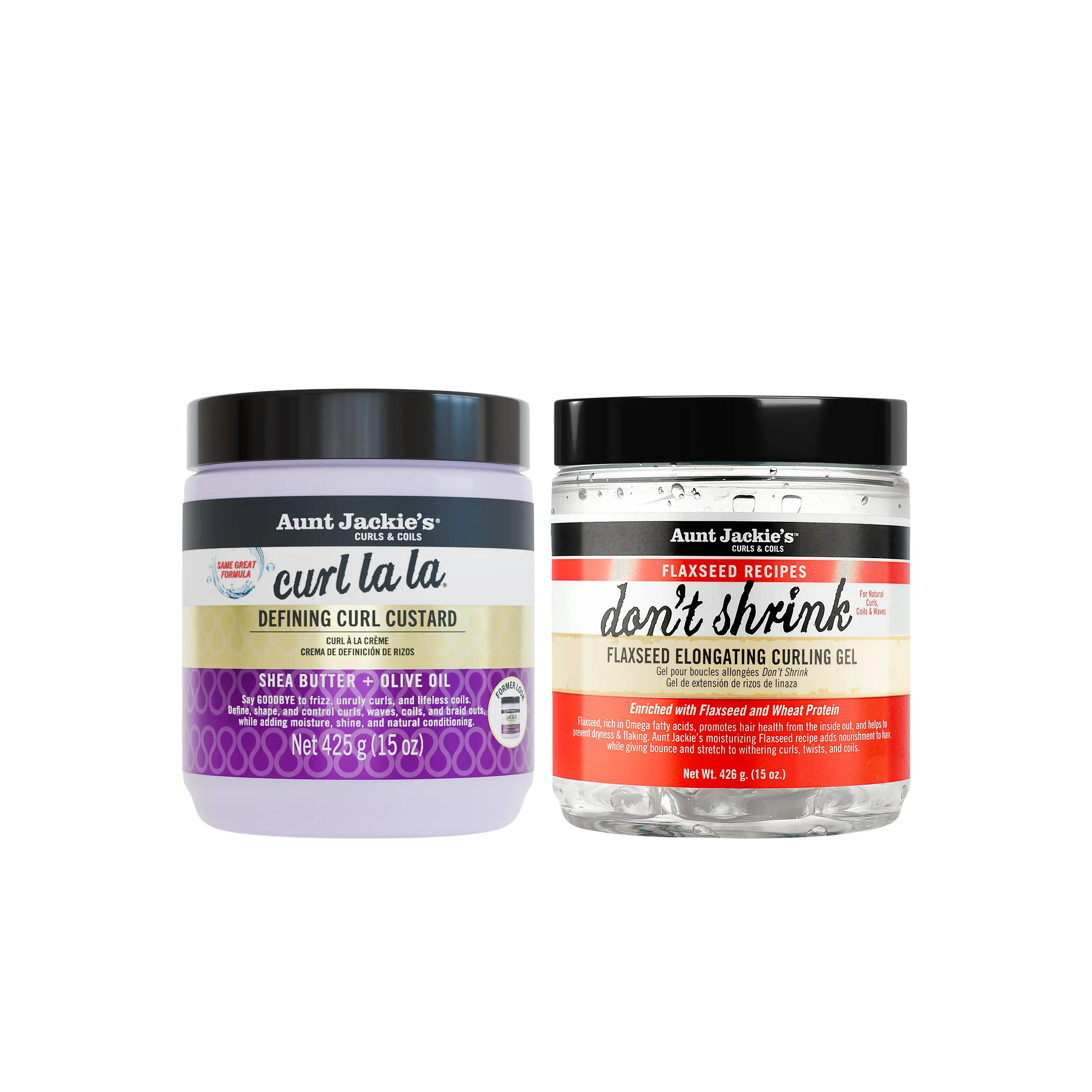 Aunt Jackie’s Curl La La & Don’t Shrink Bundle | Moisture, Curl Definition & Elongation for Curly & Coily Hair