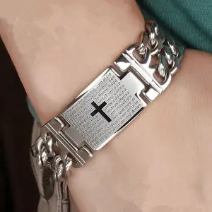 2025 Popular Women's Bracelet Punk European and American Men's Bracelet Cross Double Row Titanium Steel Stainless Steel Couple Bracelet