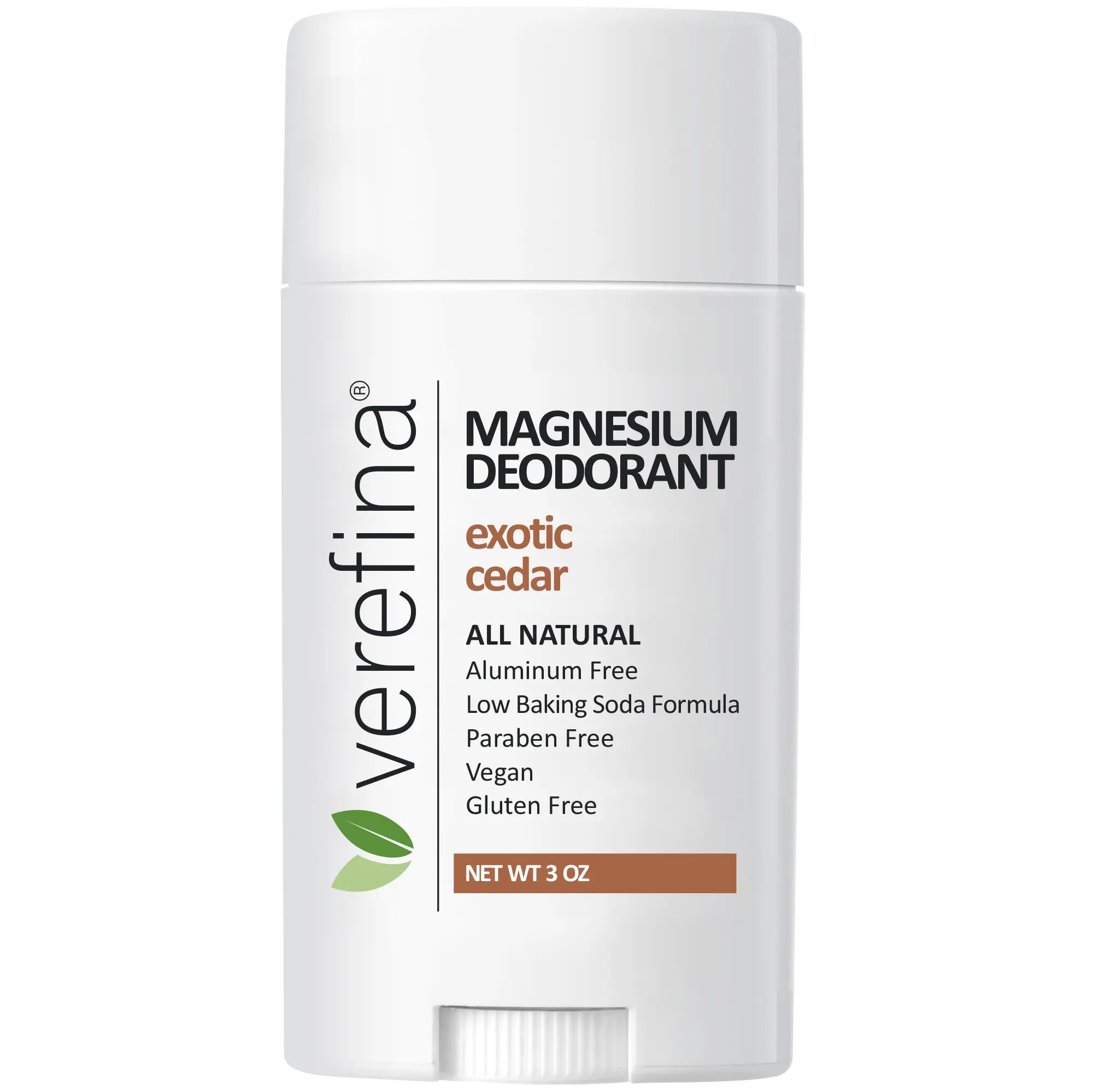 Exotic Cedar Magnesium Deodorant by Verefina – Aluminum-Free, Vegan, for Sensitive Skin with Shea, Cocoa Butter and Coconut Oil