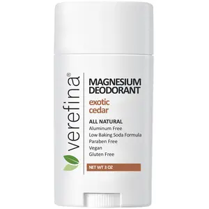 Exotic Cedar Magnesium Deodorant by Verefina – Aluminum-Free, Vegan, for Sensitive Skin with Shea, Cocoa Butter and Coconut Oil