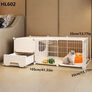 Cat Cage Indoor Home with Enclosed Litter Box Toilet Integrated Cat Bed No Space Occupying One Room One Hallway One Bathroom Cat Villa Litter Box Enclosure