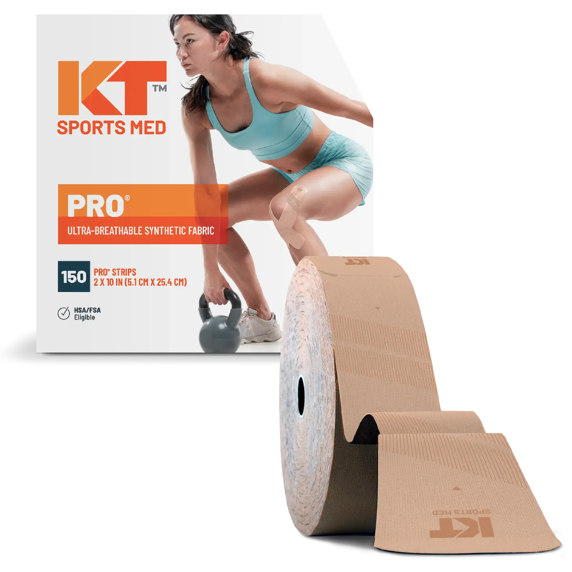 KT Tape Pro 150 Strips - 10" Precut Athletic Tape For Pain Relief & Support
