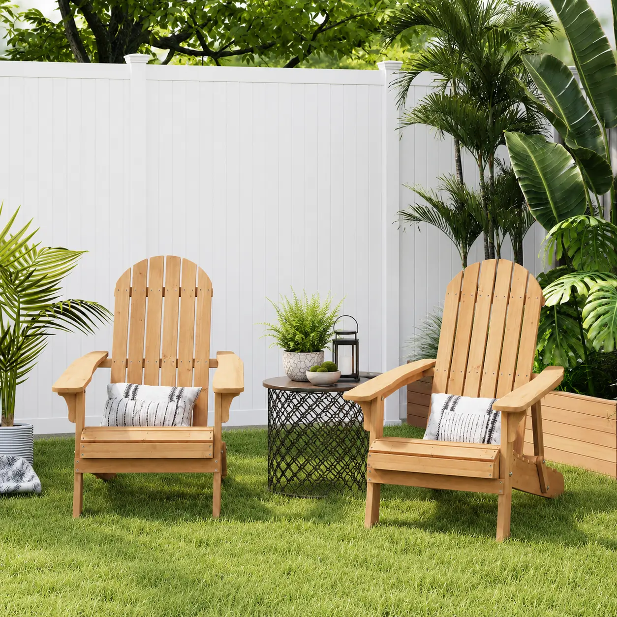 Costoffs Folding Single-Person Ergonomic Outdoor Chair - Premium Outdoor Furniture, Weather-Resistant Solid Wood Hollow Out Lounge Chair for Backyard Fire Pits & Patios, Easy Storage, All-Season Comfort