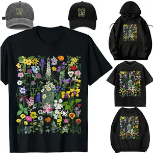Family set-DIY-Unisex-Hoodie-cap-kid-Flower Graphic Tees for Women Wildflower Floral Gardening T-Shirt Small