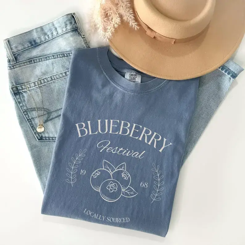 Blueberry Vintage Comfort Colors Shirt, Blueberry Festival Cottagecore Shirt, Blueberry Comfort Colors Shirt, Summer Fruit Blueberry Shirt - All In Print