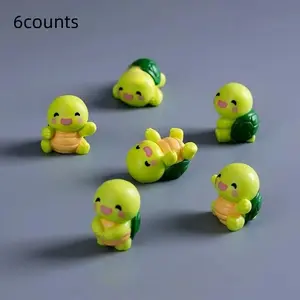 Mini Cute Turtle Resin Statues Set of 6, Ocean Theme Garden Decor, Garden Accessories, Garden Sculptures Statues, Cartoon Style Tortoise Figurines for Indoor Outdoor Use