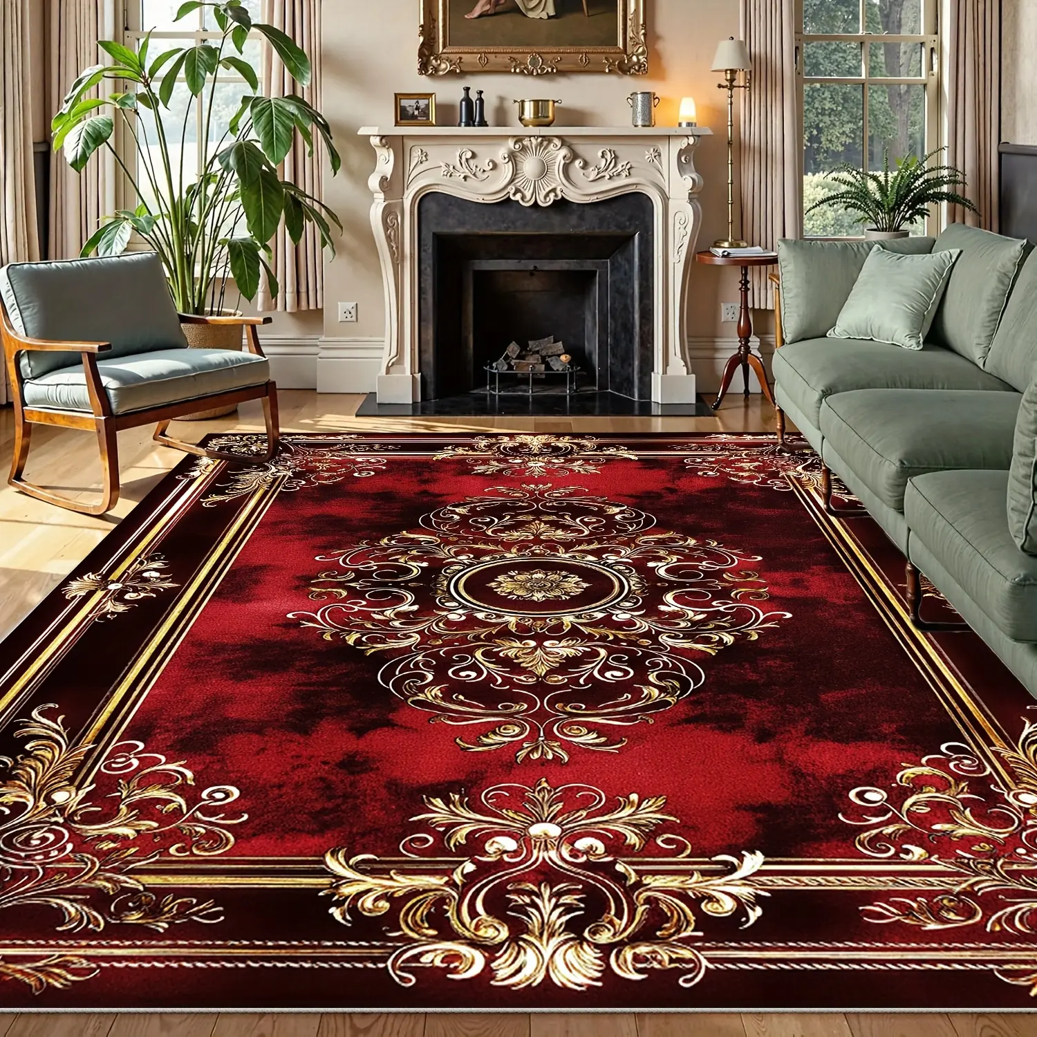 1pc Luxury Plaid Boho Polyester Indoor Area Rug - Anti-Slip Backing, Machine Washable, Hand Wash Option - Unisex Living Room Rugs for Living Room, Bedrooms