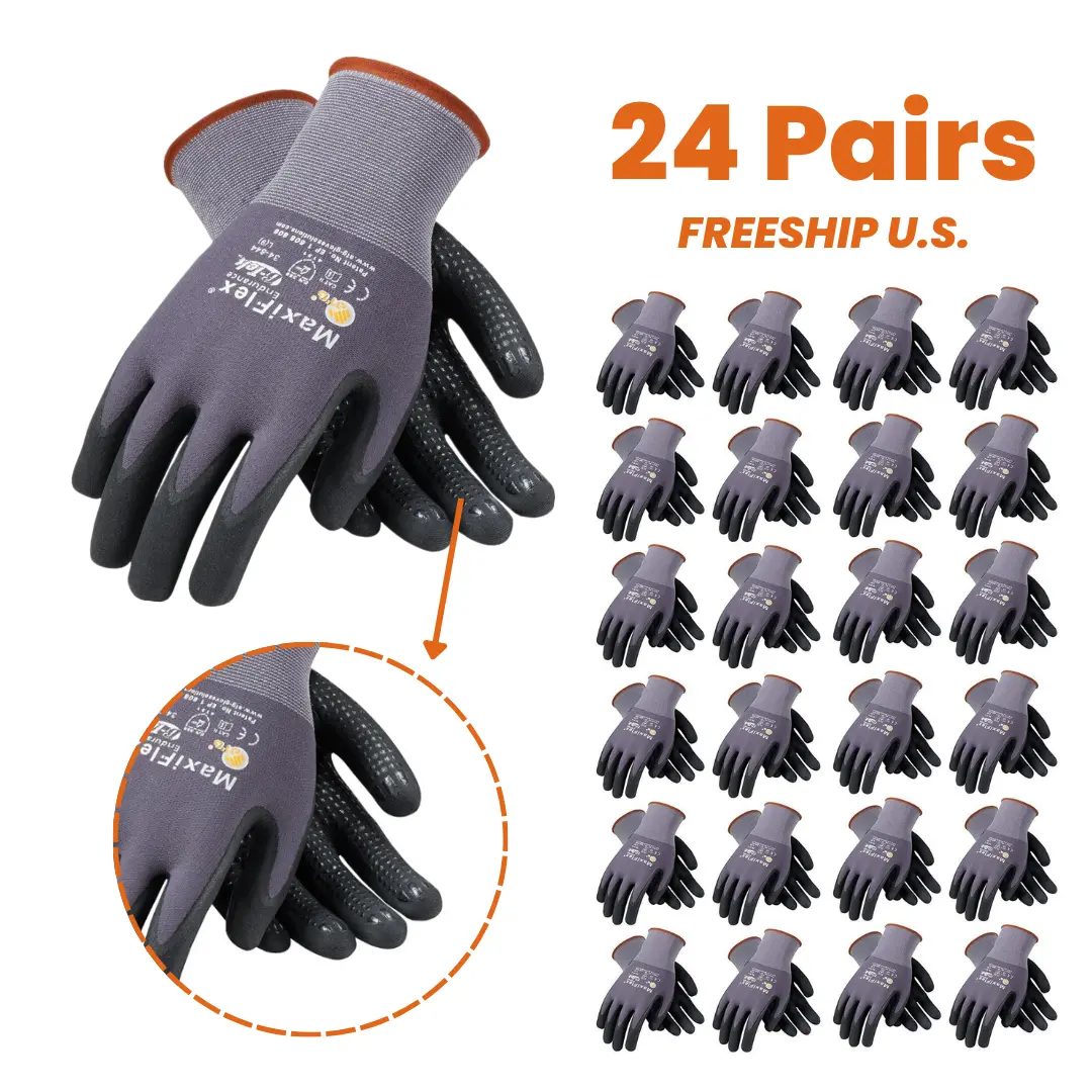 24 Pairs MaxiFlex Guantes de Construcción - MaxiFlex Gloves For Men - Guantes Para Trabajo - MaxiFlex Men's Construction Gloves