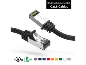 Nippon Labs 60CAT8-4-26BK Cat8 Ethernet Cable 4 feet Slim Series - Black | 2GHz, 40G, S/FTP - Shielded 40Gbps 2000Mhz SFTP Patch Cord,Cat8 RJ45 Cable - in Wall, Outdoor for Router, Modem, etc.