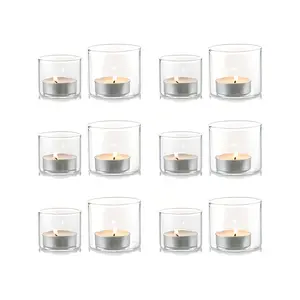 12 clear voting/tea light glass candle holders, 2.24 x 1.97, perfect for parties, weddings, special events, birthday parties Home decor