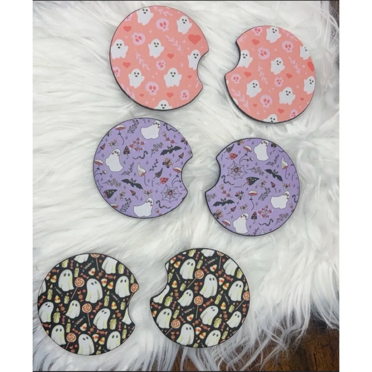 Ghost Car Coasters, cute spooky car coasters, spooky season, car coasters