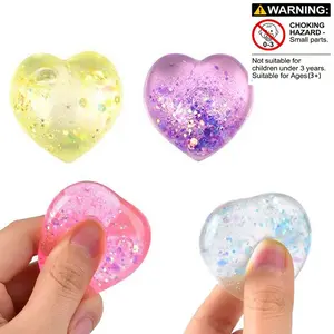 4/8pcs Shiny Aurora Heart Squeeze Stress Balls, Slow Bounce Squeeze Toy, Decompression Squeeze, Desk Stress Relief Fidgeting Toy, Anxiety Relief, Desktop Decoration Gift, Kawaii Squishies