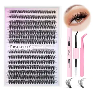 DIY Lash Extension Kit 280 Pieces – Lash Clusters Set with Bond, Seal, and Tweezers (9–16mm)