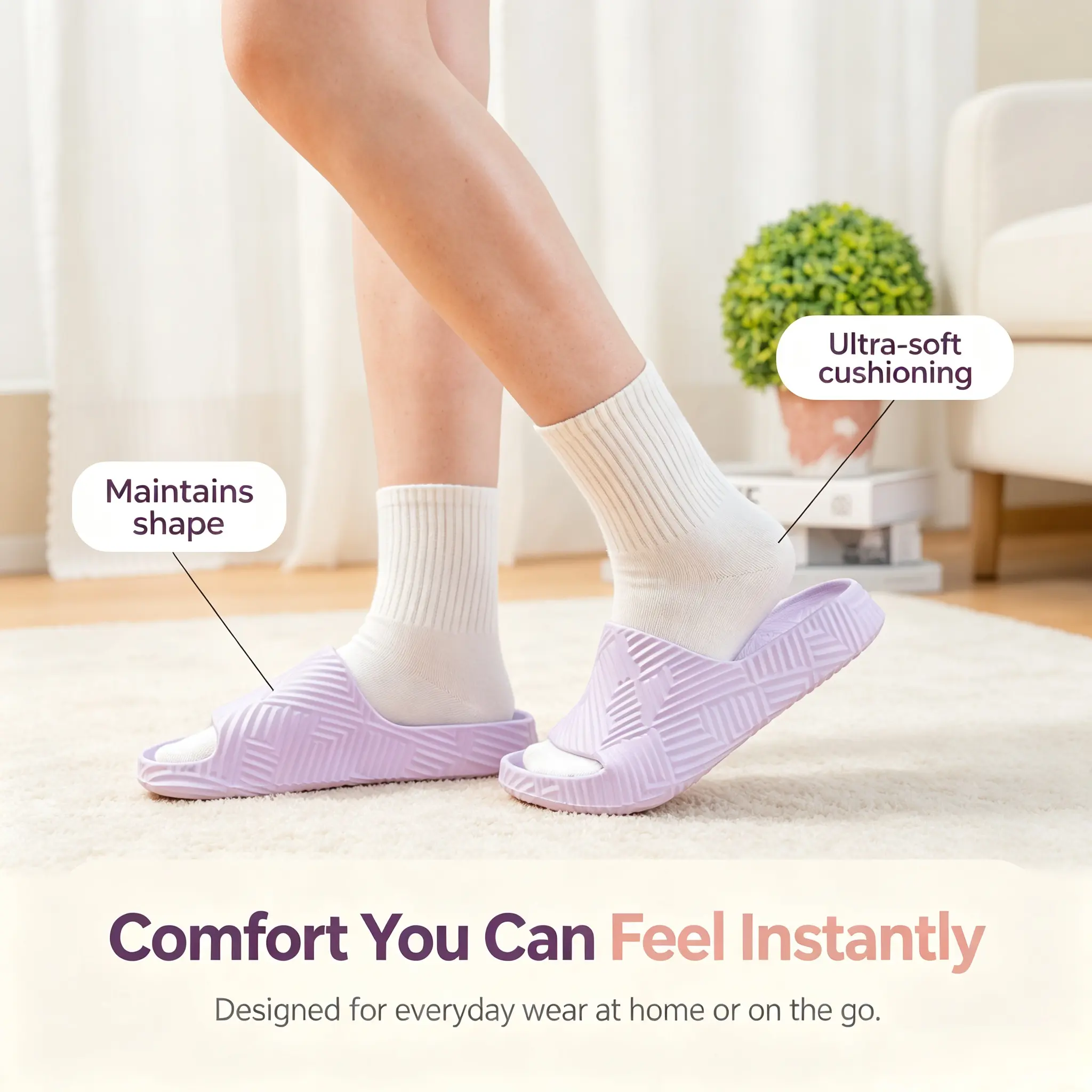 Weweya Women's Dirt-Proof EVA Slides | Waterproof Non-Slip Open-Toe Slippers, Easy-Wipe Clean Thick Sole for Indoor/Outdoor Home Beach Water-Guiding Grooves
