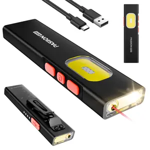 Mini LED Flashlight USB Rechargeable, Extremely Bright, COB Repair Work Light with Magnetic Base & Back Clip, Compact Hat Clip Light, 8 Lighting Modes with Battery Lock, Ideal for Camping, Fishing, Running, Dog Walking, Hiking, Emergencies