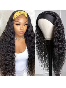 26-Inch Wavy Hair Band Wig for Women, Synthetic Fiber Half Wig with Elastic Band, Glue-Free Design, Natural Look, Daily Wear, Curly Headband Wig