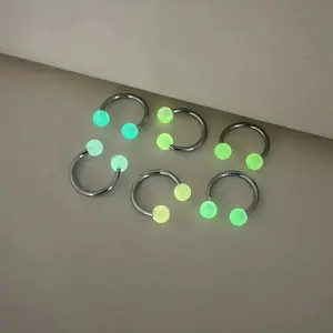 $5 and Low -  6Pcs 16G Glowing Horseshoe Nose Septum Stainless Steel
