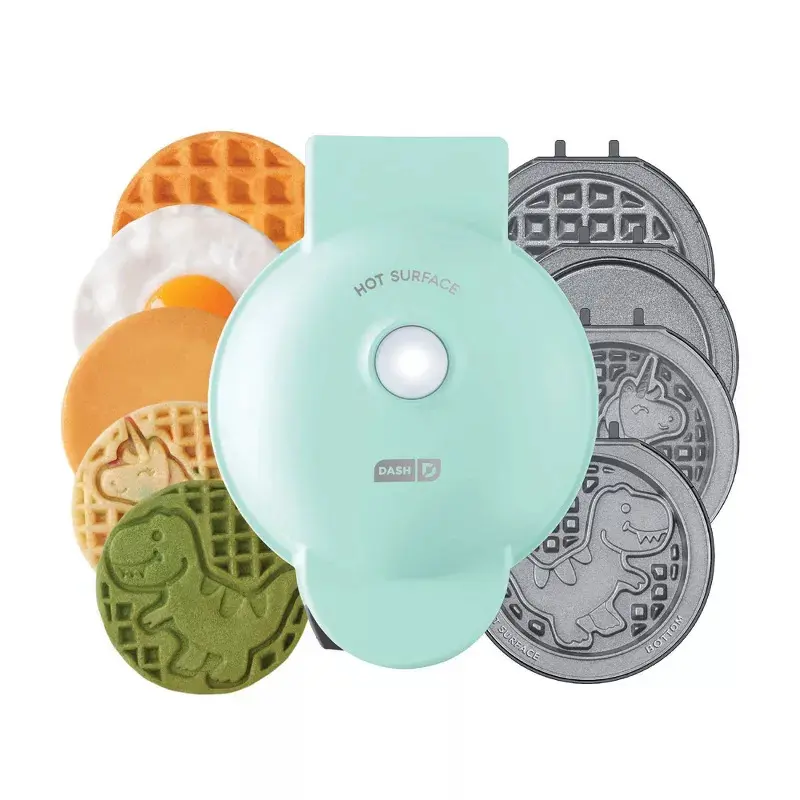 Dash MultiMaker Ceramic Nonstick Mini Waffle Maker System with 6 Removeable Holiday Plates