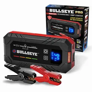 Bullseye Pro Rechargable Jump Starter – 12V Portable Car Battery Booster Pack with Smart Jumper Cables, USB Power Bank, LED Flashlight for Cars, Trucks, SUVs, Motorcycles