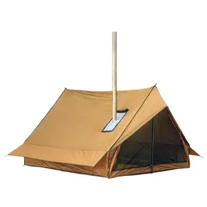 Camping Hot Tent Wall Tent, Portable Cabin Tent with Pole, Suitable for 2-3 People Hiking, Hunting, Backpacking Travel, Breathable Waterproof Tent