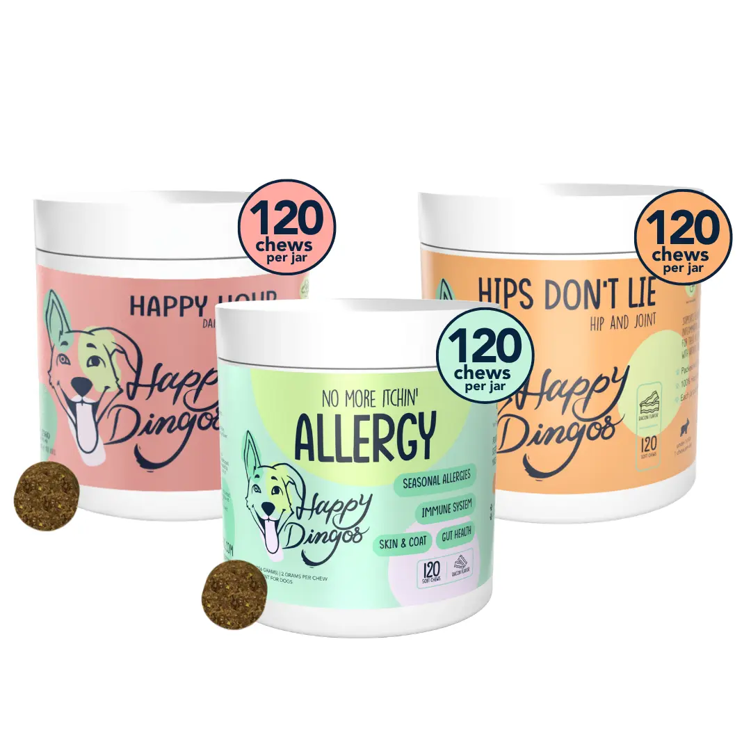 Happy Dingos Daily Core Trio – Allergy, Joint & Multivitamin Dog Supplements Bundle, 3-Product Set