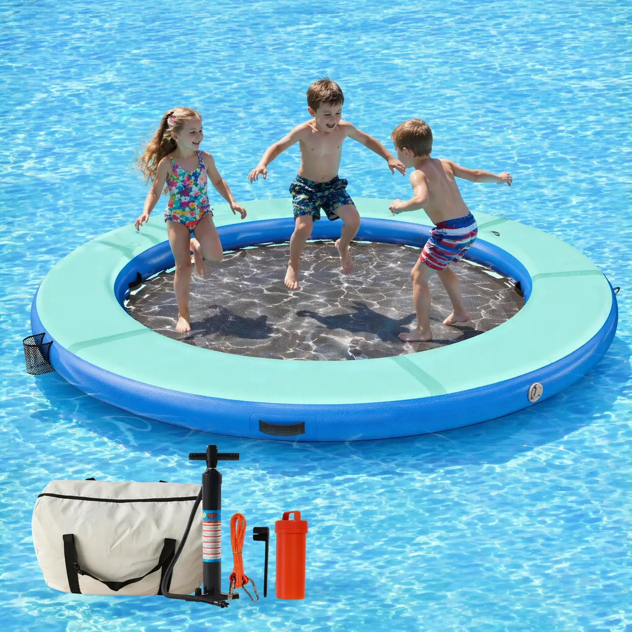 [SummerWins] [SummerFinds] ALBOTT Inflatable Water Hammock Pool Floats - Circle/Hexagon/Triangle, 8FT/10FT/12FT, Mesh-Equipped Heavy Duty Floating Raft Dock for Adults, Lake, Beach, Floats For Pool