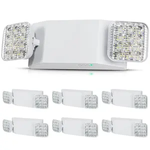 VEVOR 6 Pack Commercial Emergency Light,  , 3W, White LED Emergency Exit Lighting Fixtures with 180 Minutes Backup Battery Adjustable 2 LED Square Head, Ceiling or Wall Mount for Business Power Outages