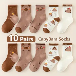 Random Pair of Capybara Socks - Funny Cartoon Design, Polyester Blend, All-Season Wear, Hand Wash Only, Knit Fabric, Ideal for Boys, Allseason Socks |     Playful Sock Design |     Knit Construction, Socks for Kids
