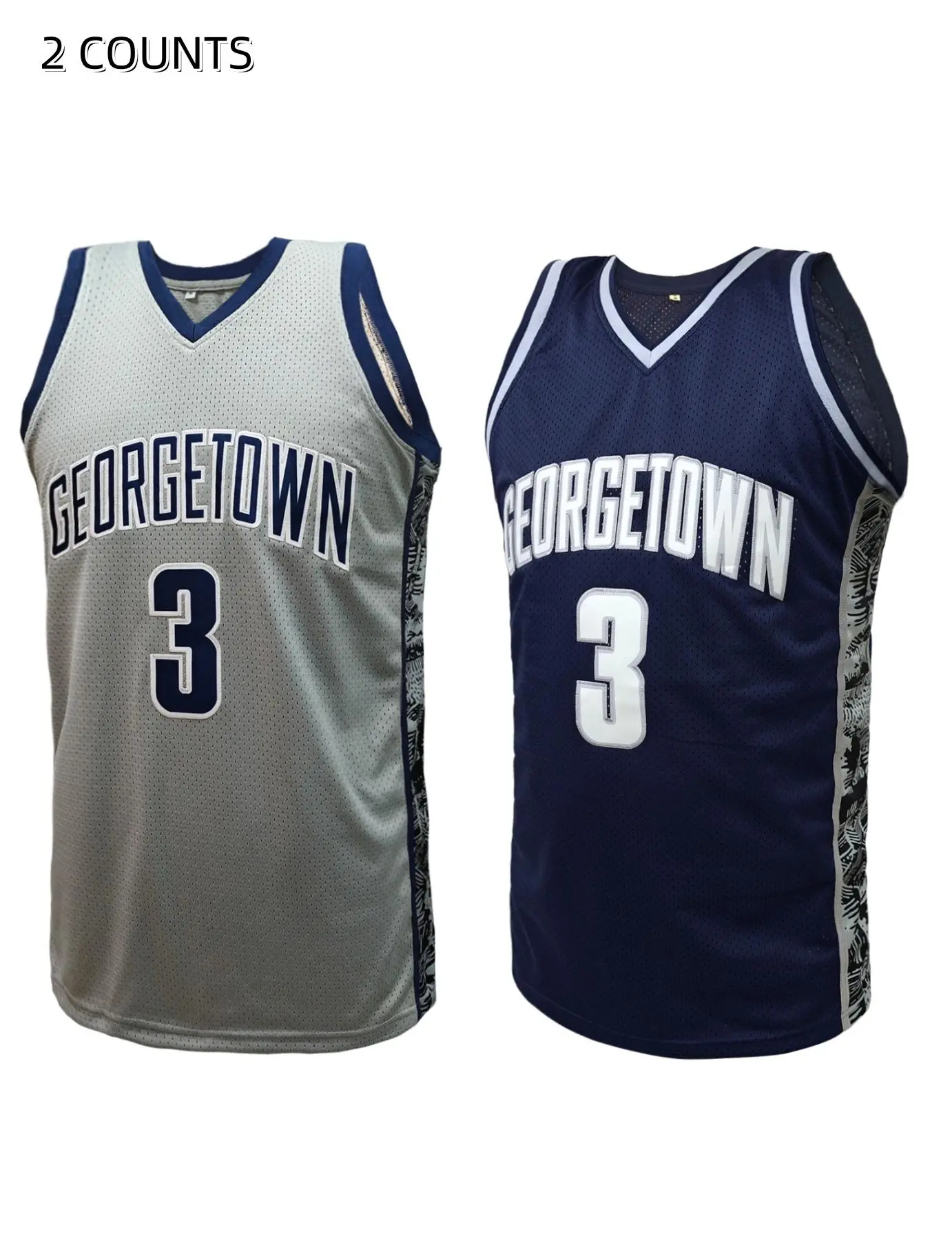 Men's Georgetown #3 Basketball Jersey, Breathable Comfortable Basketball Jersey, Basketball Clothing for Outdoor Activities & Training, Sports Jersey, Training Clothes