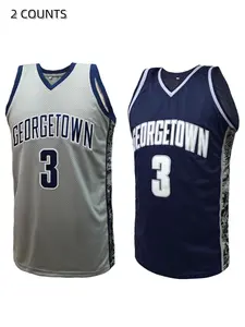 Men's Georgetown #3 Basketball Jersey, Breathable Comfortable Basketball Jersey, Basketball Clothing for Outdoor Activities & Training, Sports Jersey, Training Clothes