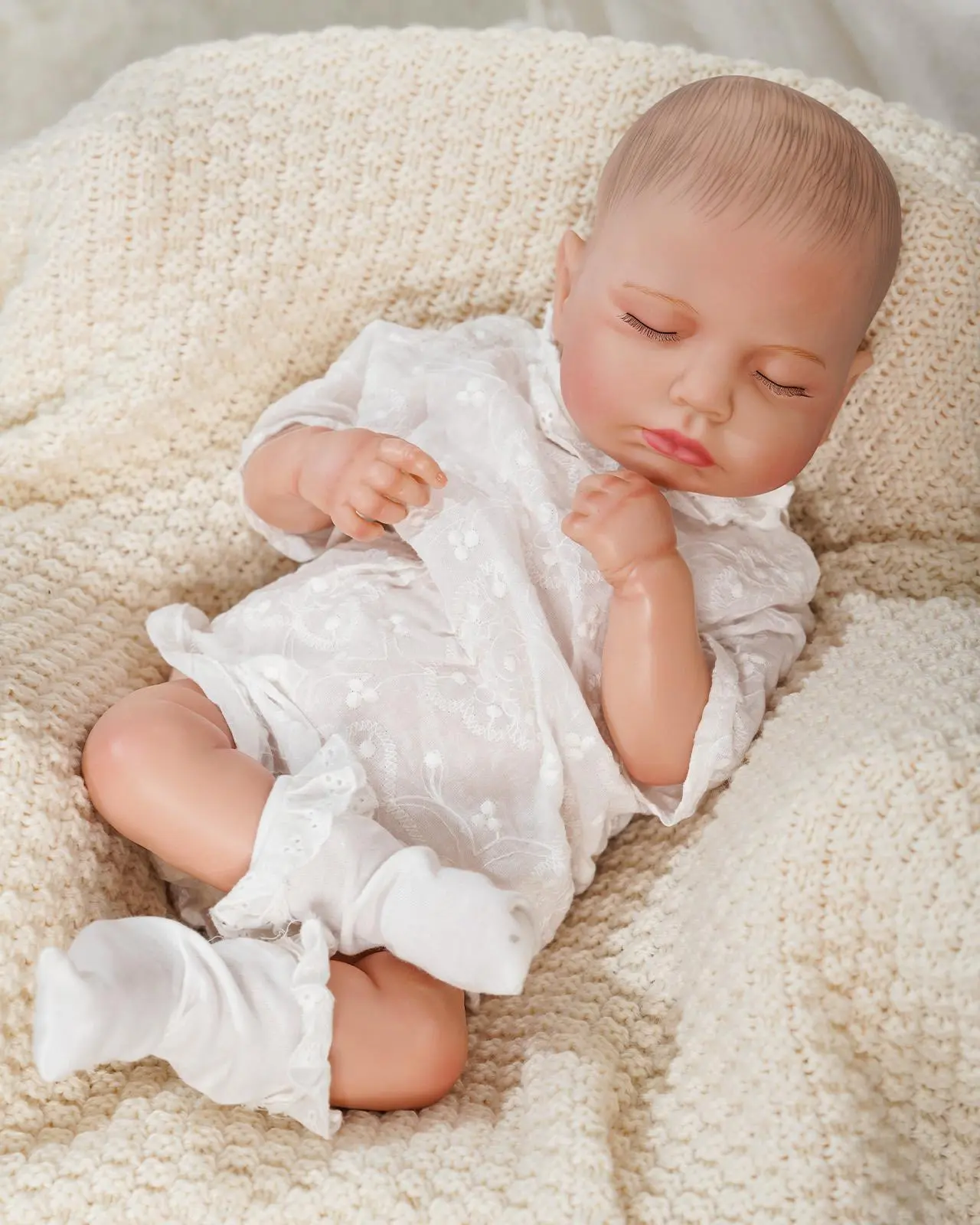 Vacos 20-Inch Realistic Unisex Soft Vinyl Reborn Baby Doll, Handmade Weighted Sleeping Newborn with Silicone Body, Feeding Kit Toy, Christmas/Birthday Gift for Kids Age 3+