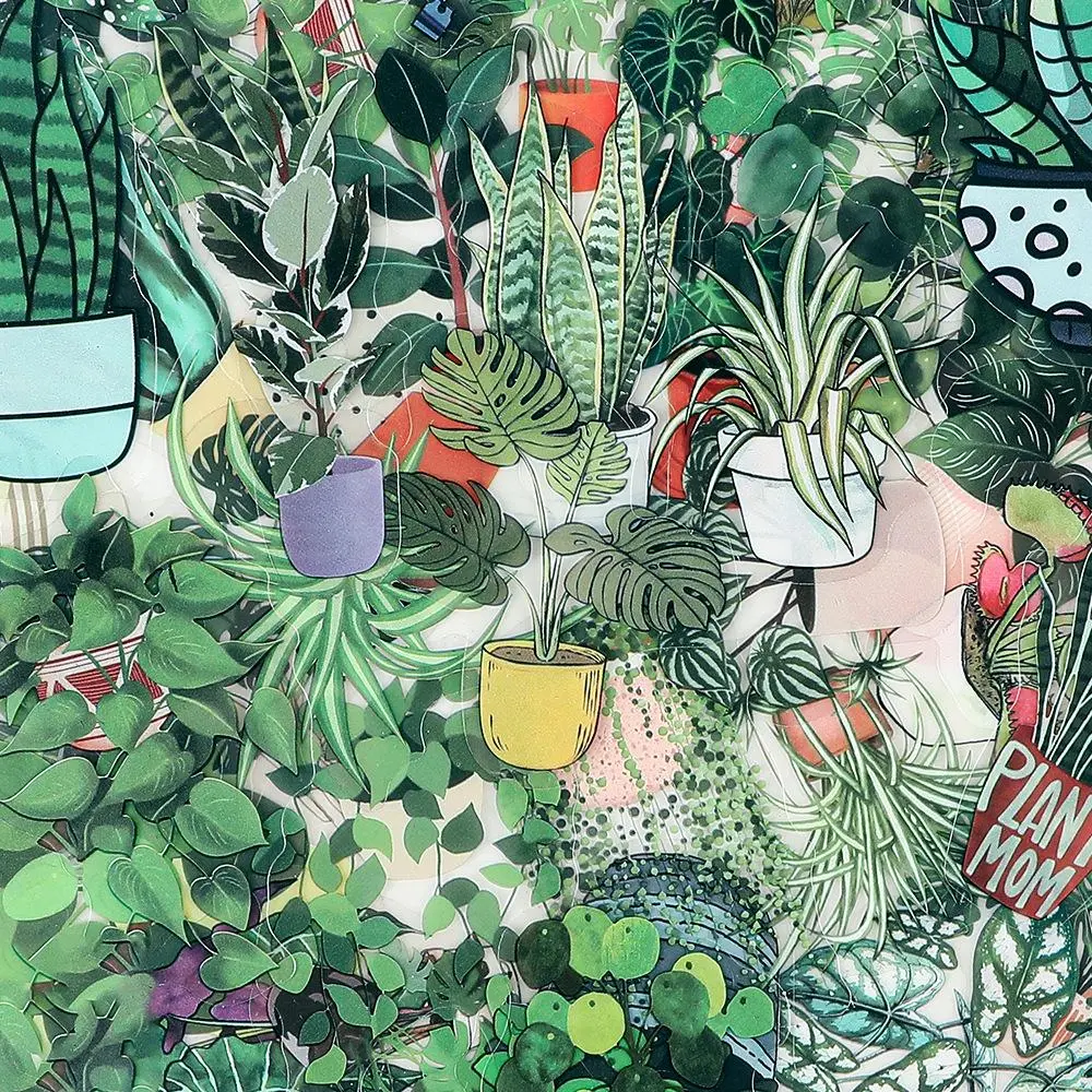 Clear Transparent Plant Pattern Sticker, Self Adhesive Decorative Stickers, DIY Decals for Water Bottle, Laptop, Cellphone, Smartphone, Phone Case, Scrapbooking, Journal Making, Protective, Durable Accessories
