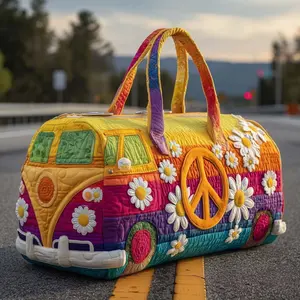 Hippie Style Weekender Bag 18x9x9 Inch - Trendy Boho Quilted Travel Bag, Lightweight & Super Comfortable for Men & Women,summervibes