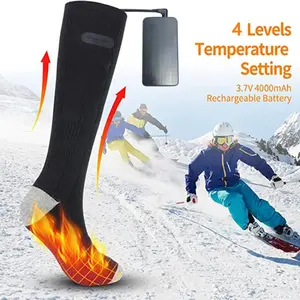 Rechargeable Heated Socks with Four Temperature Settings, Long Battery Life, Washable, Multi-Area Heating, Ideal for Skiing & Hiking