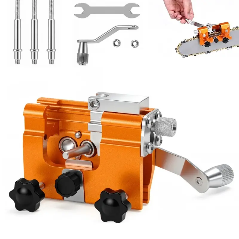 Chain Sharpener,Chainsaw Sharpener Tool,Portable Hand Crank Chainsaw Chain Sharpener Set,Manual Chain Saw Sharpener Adjustable Clamp & Precision Guide for 6-22 in Chainsaws Electric Saws