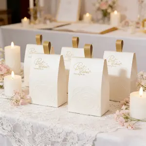 Elegant Rose Pattern Candy Gift Box Set, Leather Strap Portable Wedding Party Favors, Holiday Candies Storage Container