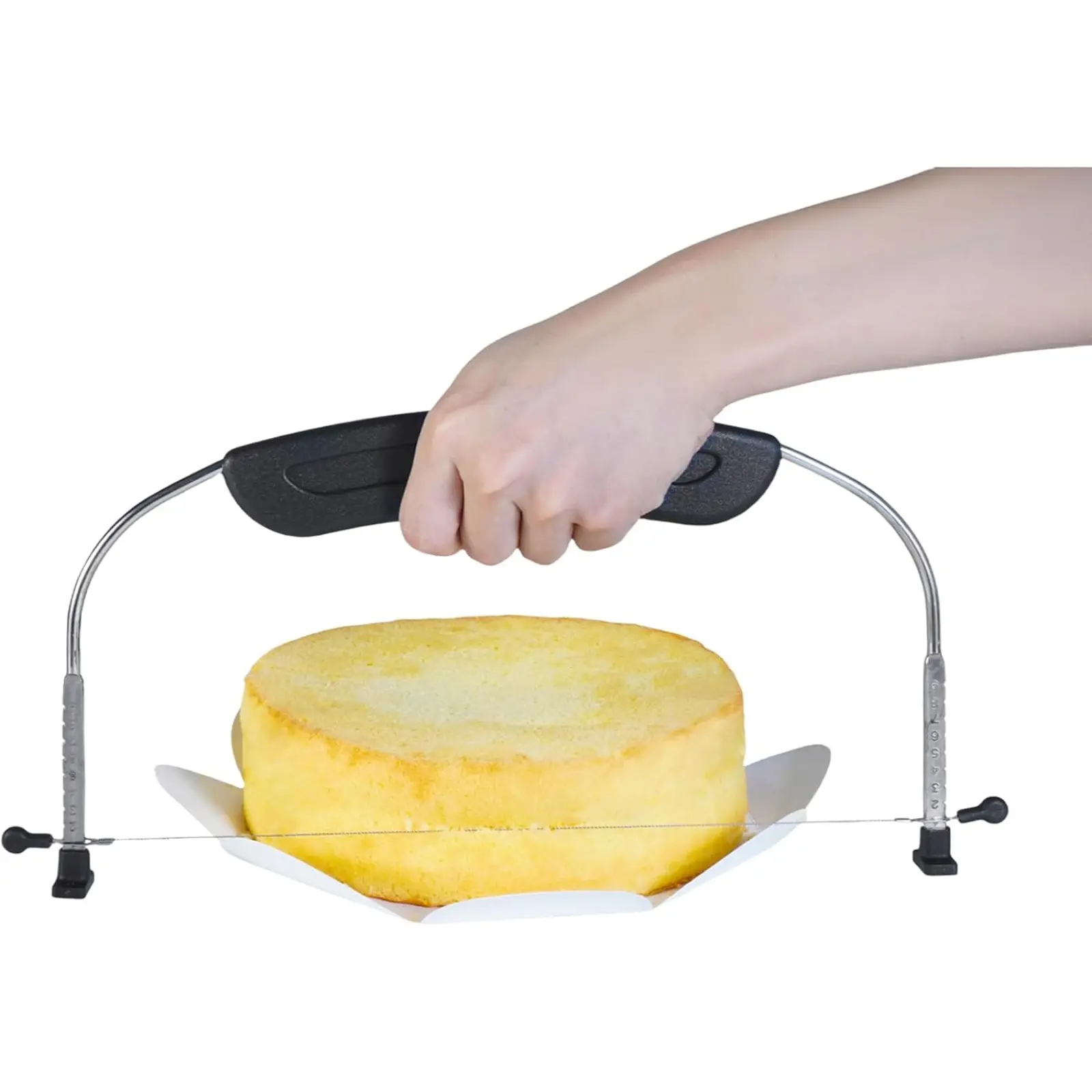 Adjustable Cake LevCake Cutter Slicer Leveler 9 Different Height Premium Food Grade Stainless Steel Double Wires Cake Cutter Slicer Adjustable Cake Leveler for Leveling and Molding Black
