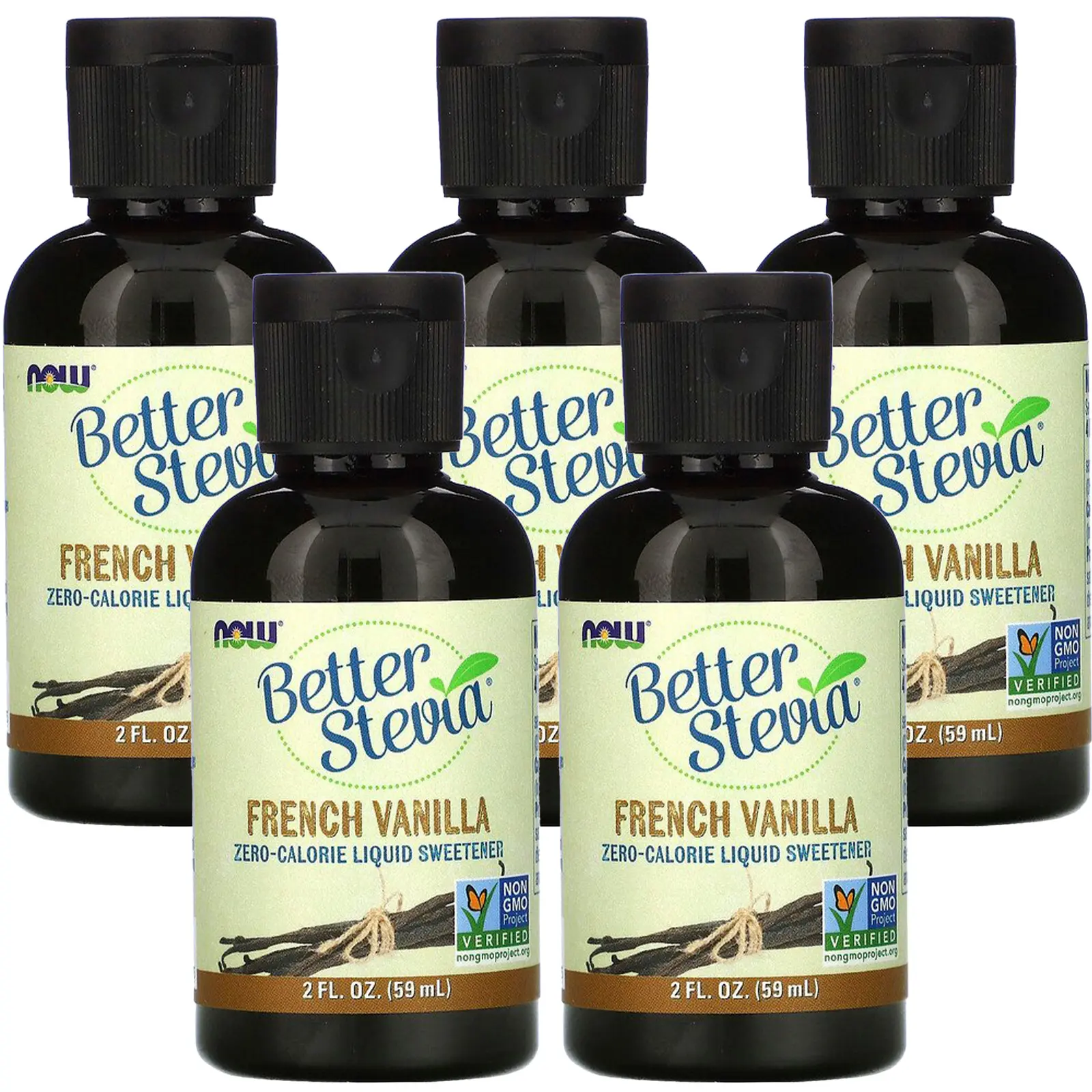 NOW Foods Now Foods, (5 Pack) Better Stevia, Zero-Calorie Liquid Sweetener, French Vanilla, 2 fl oz (59 ml)