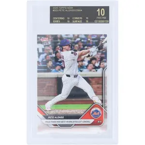 Pete Alonso New York Mets 2025 Topps Now Polar Power New Mets HR King After 253rd Longball Black Label #553 BGS Authenticated 10 Card - 10,10,10,10 Subgrades
