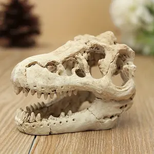 Ancient Realm Dinosaur Skull Aquarium Decor, Resin Fish Tank Ornament, Naturalistic Detailing, Perfect for Reptile & Betta Hideouts