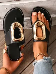 Women's Miller Sandals, Flip Flops, Metal Buckle Sandals, Flat Heel Sandals, Comfortable Fashion Shoes, Perfect for Casual Wear, Durable Design, Ideal Gift Choice
